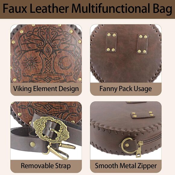 Viking Embossed Purse Medieval Waist Bag